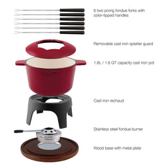 Cast Iron Fondue Set | Sierra | Cherry Red | Swissmar