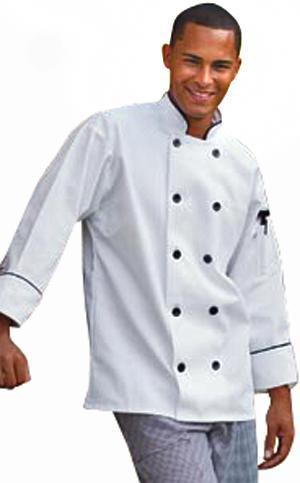 Chef Coat Madrid White W/Black Piping (Lg)