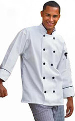 Chef Coat Madrid White W/Black Piping (Lg)