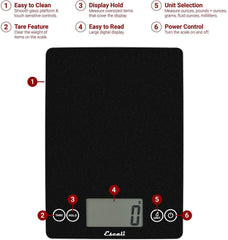 Escali Arti Glass Digital Scale Black Obsidian