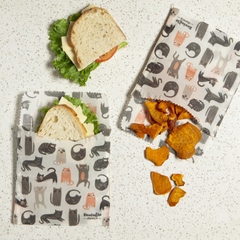 Beeswax Cats Sandwich Bags / 2 pc / Ecologie