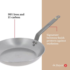 de Buyer Frypan 9.5" Mineral B Element (Carbon Steel)